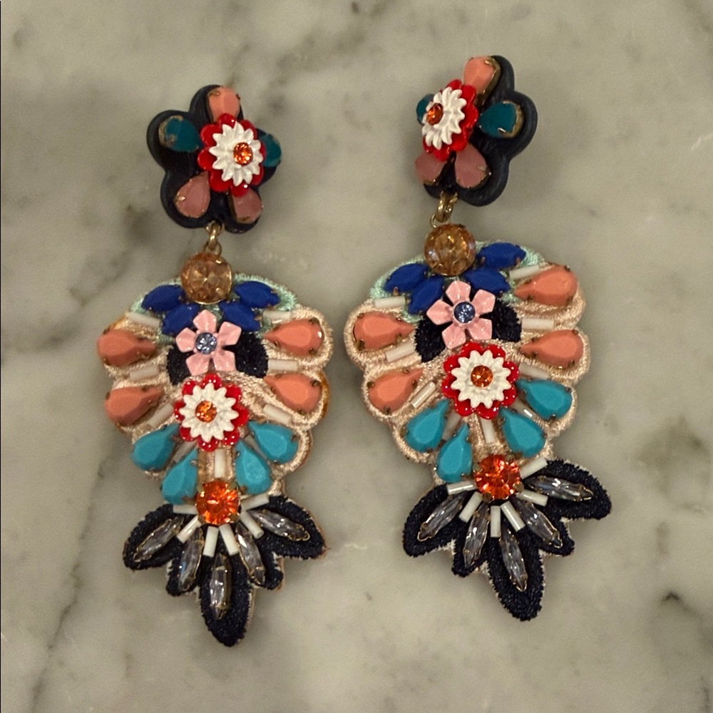 J. Crew Colorful Floral Drop Earrings
